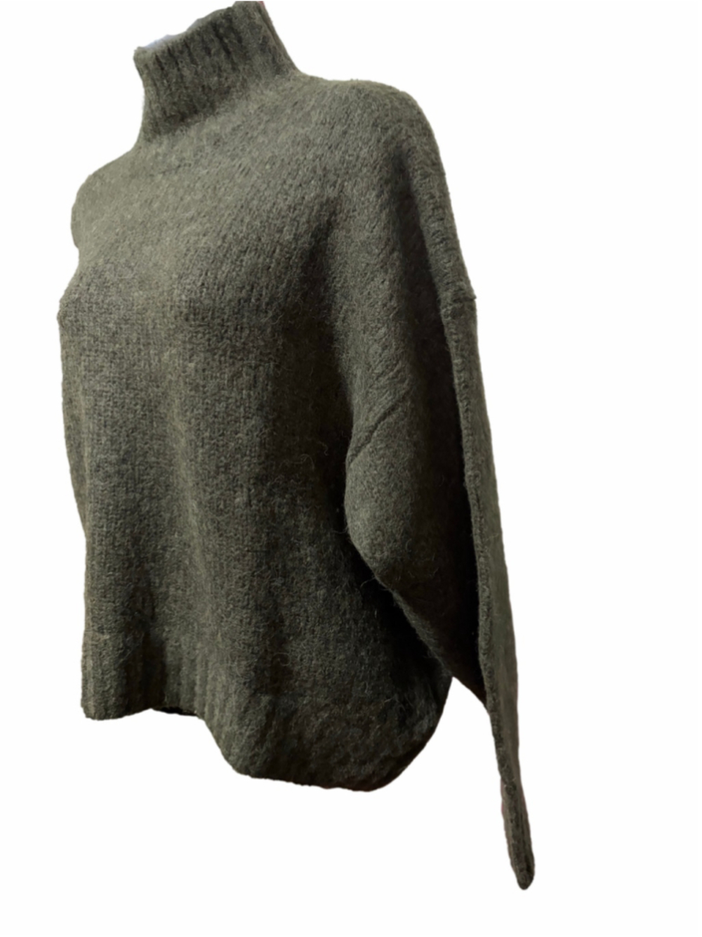 NWOT Madewell Chunky-Knit Alpaca-Blend Turtleneck size medium in dark olive - Picture 4 of 10